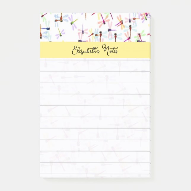 Colourful dragonflies personalized post-it notes (Front)