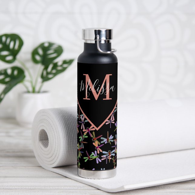 Colourful dragonflies personalized   water bottle (Yoga)