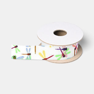 colourful dragonflies satin ribbon