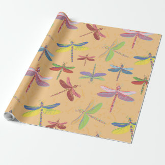 colourful dragonflies wrapping paper