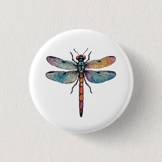 Colourful Dragonfly 1 Inch Round Button (Front)