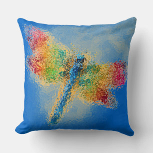 Colourful Dragonfly Blue Throw Pillow