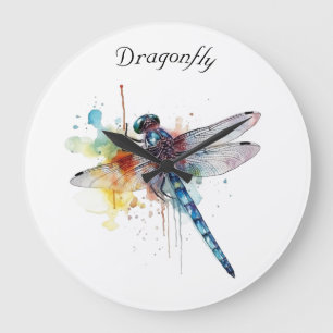 Colourful Dragonfly customizable Large Clock