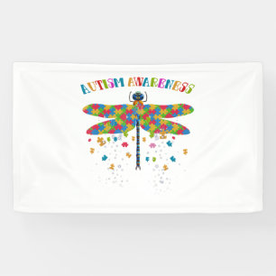 Colourful Dragonfly For Autism Awareness Day Banner