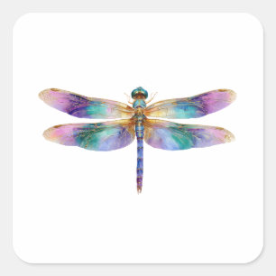 Colourful Dragonfly – Iridescent Nature Art Square Sticker