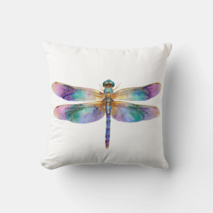 Colourful Dragonfly – Iridescent Nature Art Throw Pillow