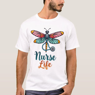 Colourful dragonfly Nurse life T-Shirt (2)