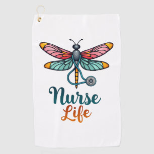 Colourful dragonfly Nurse life T-Shirt (2) Golf Towel