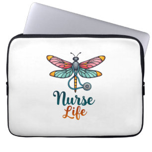 Colourful dragonfly Nurse life T-Shirt (2) Laptop Sleeve