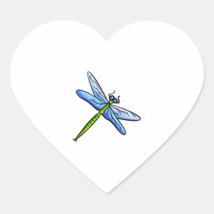 Colourful dragonfly on a branch heart sticker