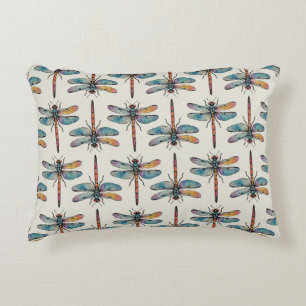 Colourful Dragonfly Pattern Accent Pillow