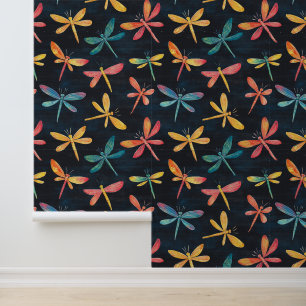 Colourful Dragonfly Pattern Chalk Wall Drawings