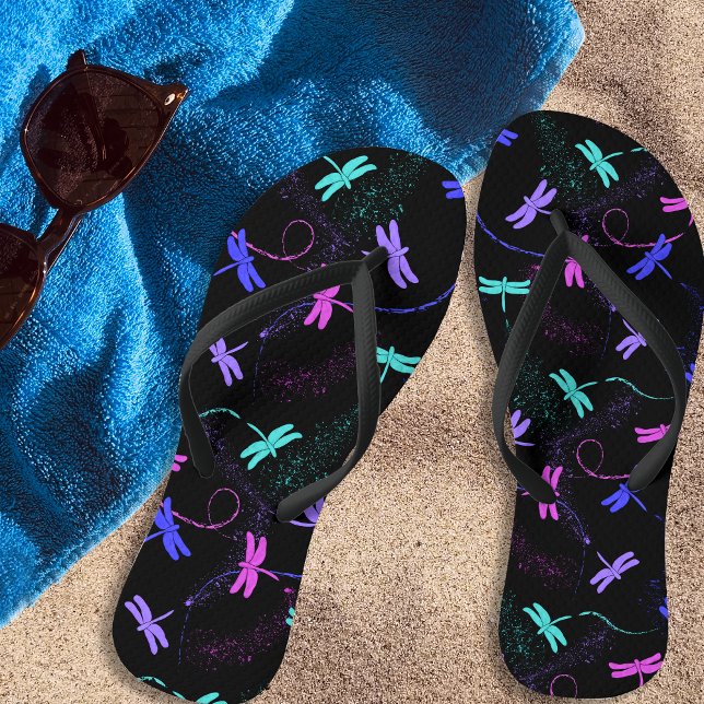 Colourful Dragonfly Pattern Flip Flops (Creator Uploaded)