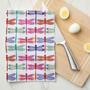 Colourful Dragonfly Pattern  Kitchen Towel
