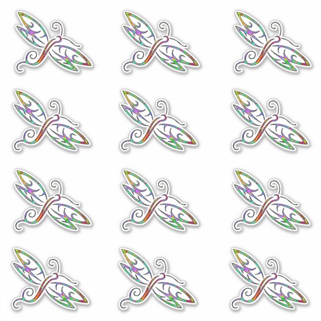 Colourful dragonfly set of 12 sticker (Front)
