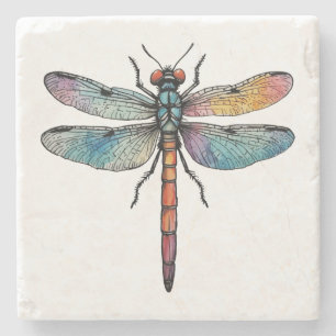 Colourful Dragonfly Stone Coaster