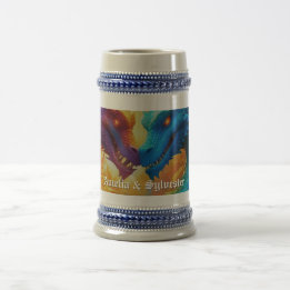 Colourful Dragons in Love Beer Stein