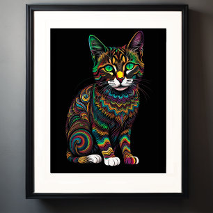 Colourful Drawing of a Cat 5:4 Poster