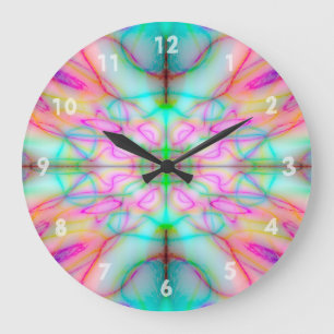 Colourful drawn pattern large clock