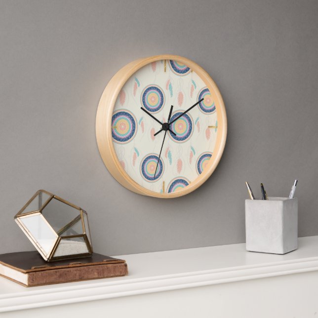 Colourful Dream Catcher Mandala Clock (Office)