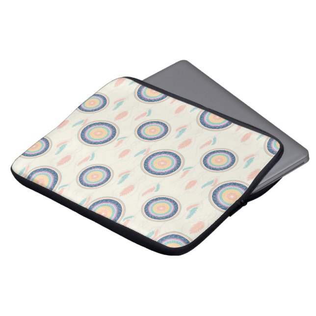 Colourful Dream Catcher Mandala Laptop Sleeve (Front Top)