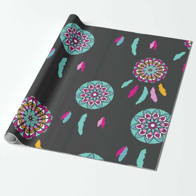 colourful dreamcatcher wrapping paper (Unrolled)