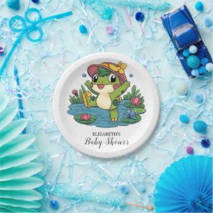 Colourful Dreamy Frog Baby Shower Paper Plate