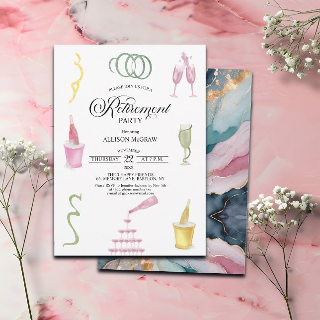Colourful Drinks and Bottles Retirement Party Invitation (Creator Uploaded)