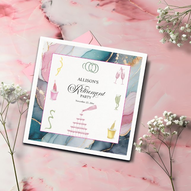 Colourful Drinks and Bottles Retirement Party Napkin (Creator Uploaded)