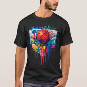 Colourful Drip Basketball Ball Hoop Slam Dunk Drip T-Shirt