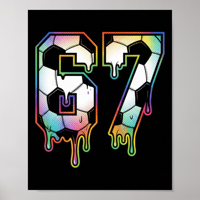 Colourful Dripping 67 Varsity Number Soccer Halfto Poster (Front)