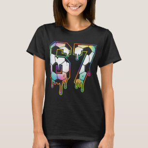 Colourful Dripping 67 Varsity Number Soccer Halfto T-Shirt