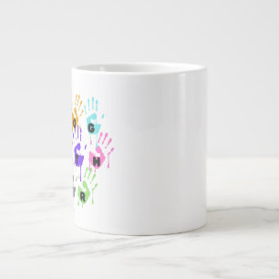 Colourful Dripping Handprints Forming Word Togethe Large Coffee Mug