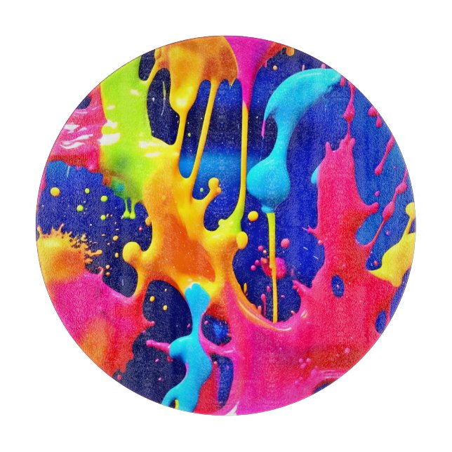 Colourful Dripping Paint Artwork Cutting Board (Front)