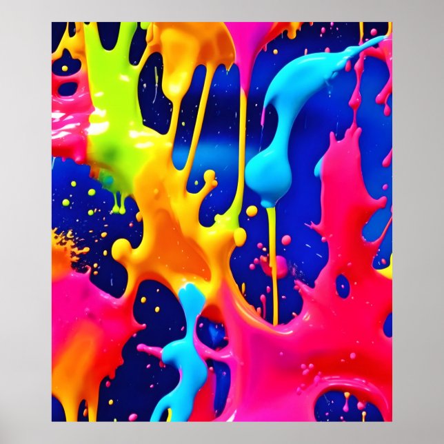 Colourful Dripping Paint Artwork Poster (Front)