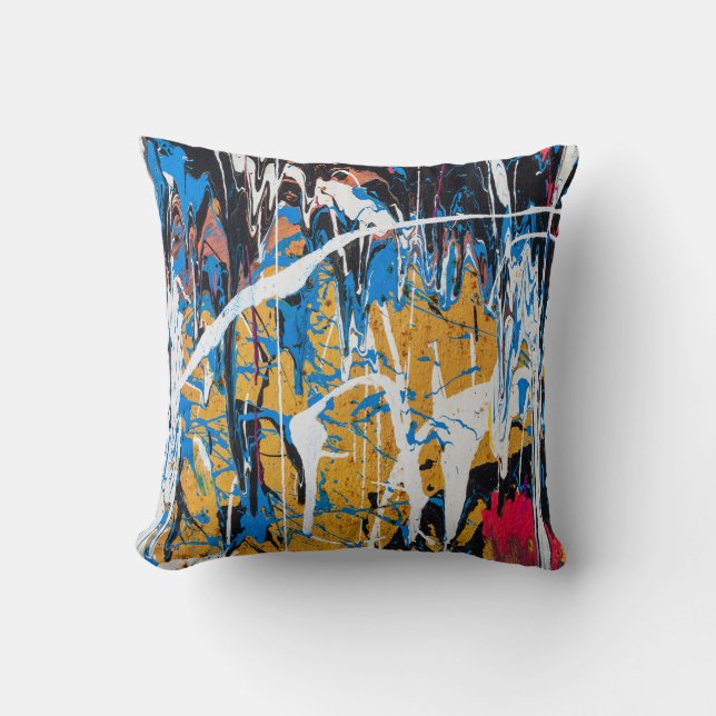 Colourful dripping paint: graffiti wall. throw pillow (Front)