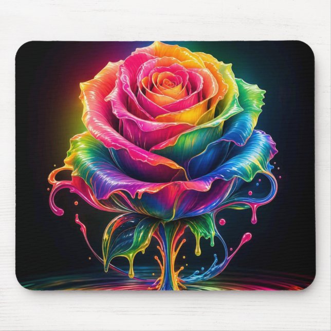 Colourful Dripping Rose mousepad (Front)