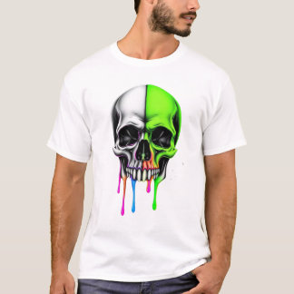 Colourful Dripping Skull Art T-Shirt