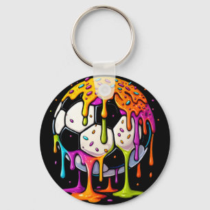 Colourful Dripping Soccer Art Sport Illustration M Keychain