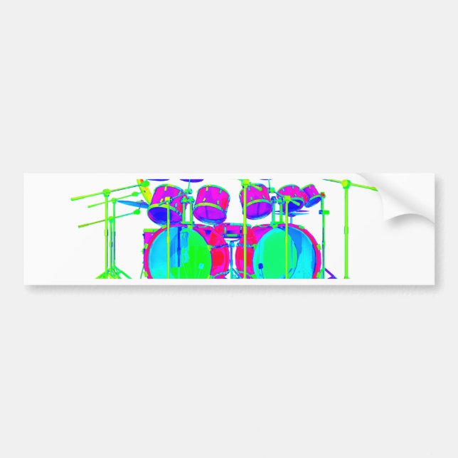 Colourful Drum Kit Bumper Sticker (Front)