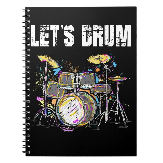 Colourful Drum Set with Drumsticks Notebook (Front)