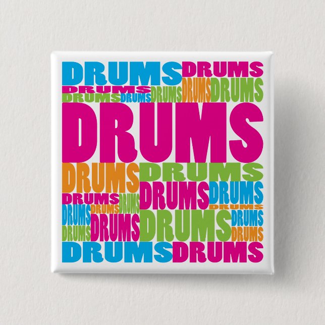Colourful Drums 2 Inch Square Button (Front)