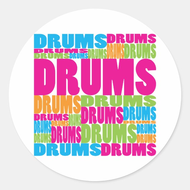 Colourful Drums Classic Round Sticker (Front)