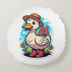 Colourful Duck t-shirt Round Pillow