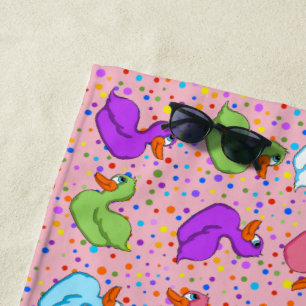 Colourful Ducks Beach Towel