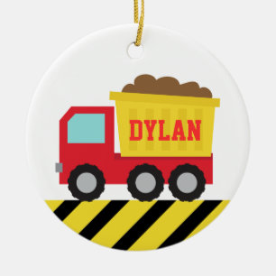 Colourful Dump Truck, Construction Vehicle for Boy Ceramic Ornament