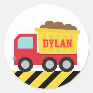 Colourful Dump Truck, Construction Vehicle for Boy Classic Round Sticker