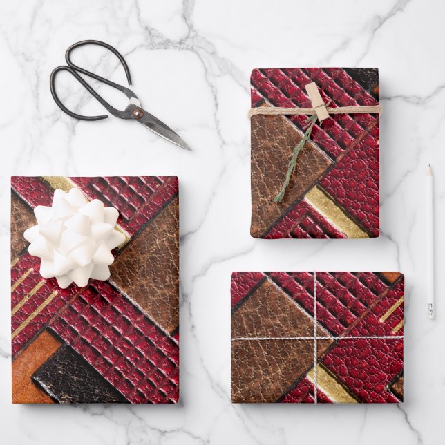 Colourful Dyed and Tooled Leather Cigarette Case Wrapping Paper Sheet (Front)