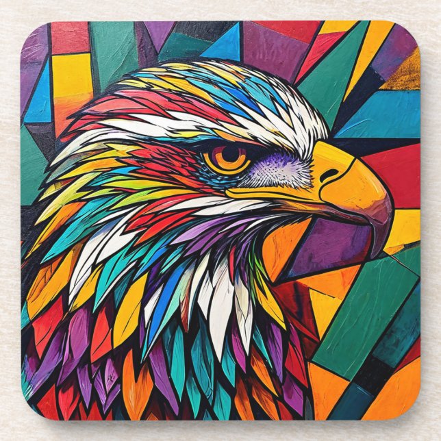 Colourful eagle artwork coaster (Front)