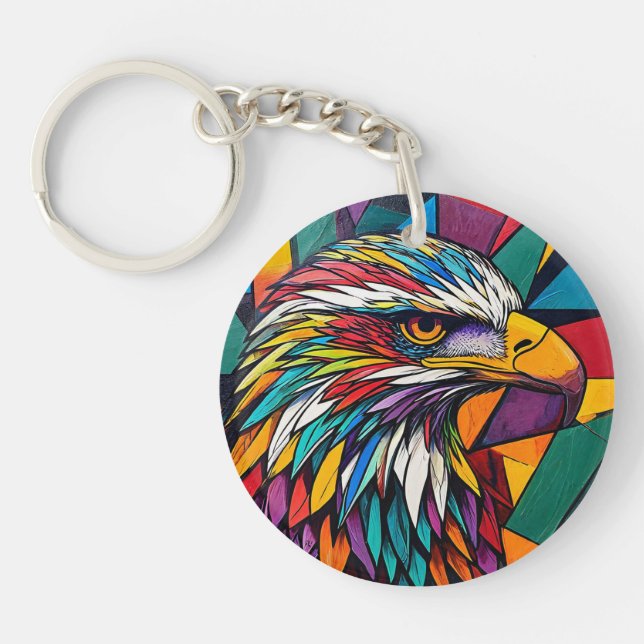 Colourful eagle artwork keychain (Front)